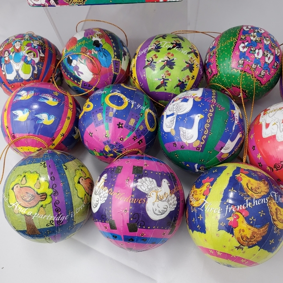 Vintage Paper Mache 12 Days of Christmas Ornaments - Picture 3 of 16